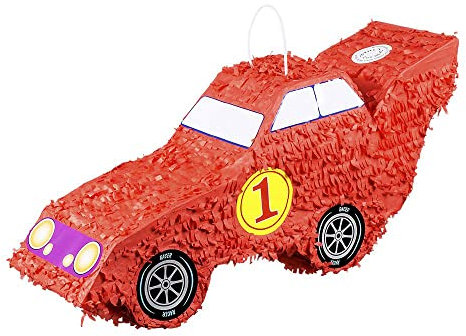 Boland 30940 - Pinata Rennauto, 55 x 23 cm, Schlag Pinata, Auto ohne Befüllung, Deko, Geburtstag, Motto, Party Spiel, Kinder, Spaß