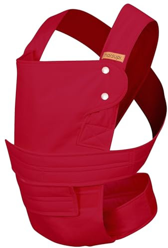 marsupi Classic Babytrage - Neugeborene von der Geburt bis zu 15 kg - Baby Erstaustattung - Klett-Verschluss - Leicht und Kompakt - Ruby S/M