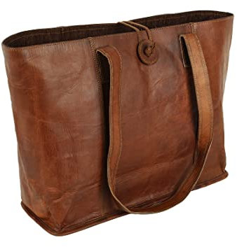 Vintage Genuine Leather Tote Bag Handbag Shopper Purse Shoulder Bag for Women Office Laptop Bag