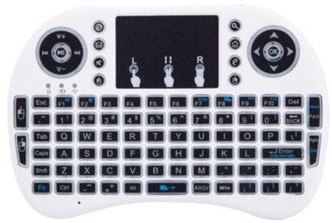 offershop Mini Clavier Sans Fil Bluetooth Sans Fil Rétroéclairé Mise En Ligne Italienne Souris Touchpad PC Smart TV Box Google Android Console HTPC (Blanc)