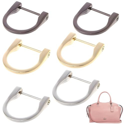 6 pezzi anelli a D in lega di zinco D-Ring cinghie con fibbia a vite, fibbie a vite smontabile per borse cintura fare, fare borsetta, borsa, borsa per computer, 1.46 inch(Oro, Argento, Nichel Nero)