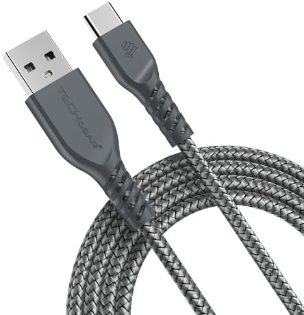 TECHGEAR USB C to USB A 2M Long STRONG Braided Data & Charging Cable for Amazon Fire HD 8 14th/12th/10th, Fire HD 10/Plus/Kids Pro 13th/11th Generation, Fire 7 2022, Max 11 2023, Kindle charger