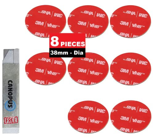 CANOPUS Almohadillas Adhesivas 3M ExtraFuerte, VHB 5952, Redondo (38,1mm - Dia) Impermeable 3M Cinta Doble Cara, Pegatina Doble Cara 3M Redonda, Ideal para uso en Automóvil, Interior y Exterior