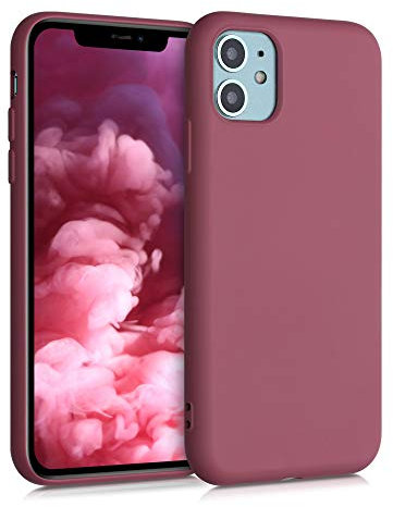kwmobile Hülle kompatibel mit Apple iPhone 11 Hülle - gummierte TPU Silikon Handyhülle - Schutzhülle für kabelloses Laden - Case in Dark Rose