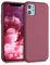 kwmobile Hülle kompatibel mit Apple iPhone 11 Hülle - gummierte TPU Silikon Handyhülle - Schutzhülle für kabelloses Laden - Case in Dark Rose