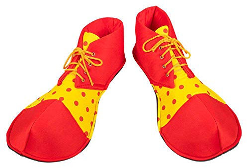 Boland 55519 - Clown Schuhe aus Stoff, 1 Paar, Einheitsgröße für Erwachsene, gelb-rot, Schuhüberzieher, Zubehör für Karneval, Fasching, Fastnacht, Halloween, Mottoparty