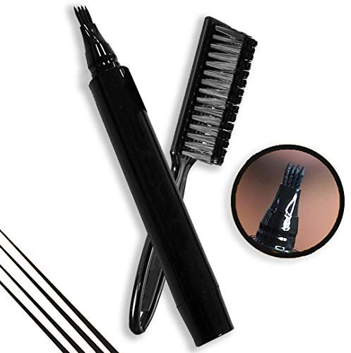 Kit de stylo de remplissage de barbe Remplisseur de crayon à barbe et Brosse à barbe pour Hommes, Remplisseur de crayon de barbe, crayon de remplissage de barbe imperméable pour homme, Noir