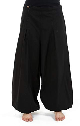 FANTAZIA Pantalon Ethnique Large Bouffant Droit Femme Damh - Taille S au XXXL Noir