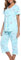 ENJOYNIGHT Womens Pyjamas Short Sleeve Top and Cropped Bottoms Pjs Set Cotton Loungewear Cute Print Nightwear (Small,Blue Flying)