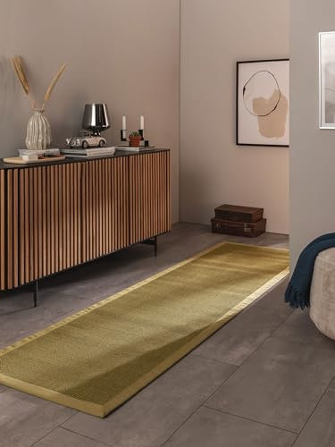 benuta Nest Sisal Naturfaser Teppich Sana - Grün 70x240 cm - Robuster Teppich für Esszimmer & Wohnzimmer - 100% Sisal Naturfaser - Zeitloses Design