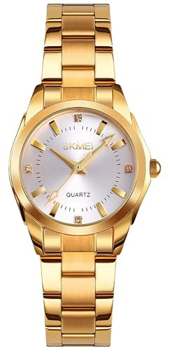 Montre Femme Élégant Acier Inoxydable Or Montre Bracelet Femme à Quartz Analogique Etanche Luxe Mode Minimaliste Montres Cadeau pour Femme