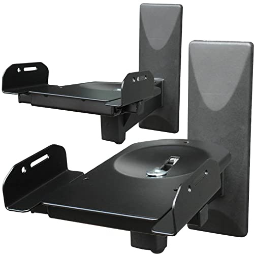 Drall Schwarze Lautsprecher-Wandhalterungen neigbar schwenkbar drehbar für HiFi Audio-Boxen und Satelliten Modell: WHB-03