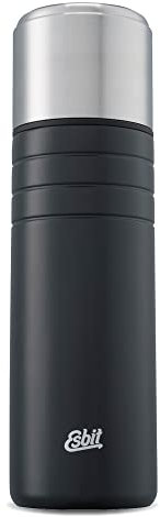 Esbit Isolierflasche Majoris mit Becher - Trinkflasche 1000 ml aus Edelstahl in Schwarz - für warme und kalte Getränke