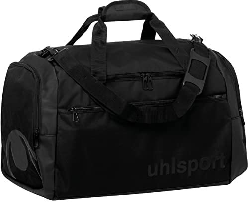 Uhlsport ESSENTIAL 50 Liter SPORTTASCHE Reisetasche für Damen und Herren - mit zwei Seitentaschen und Frontfach - Tasche für Sport, Reisen, Fitness, Gym, Handball, Fußball - Schwarz