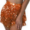 Flovel Glitzernder Paillettenrock Fransen Glitzerrock Bauchtanzkostüm Rave Rock für Damen Orange Farbe