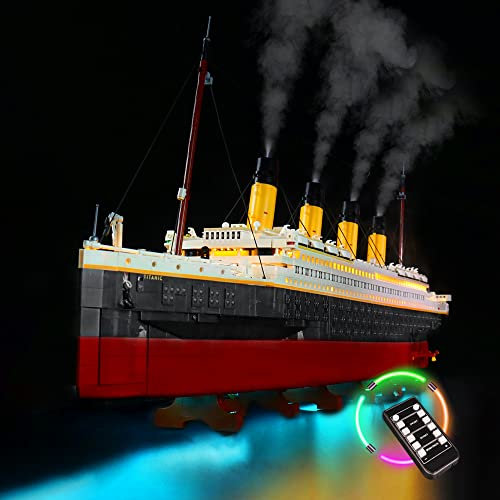 BrickBling LED-Beleuchtung Kompatibel mit Lego Creator Expert Titanic Building Set 10294 (Kein Modell), DIY-Beleuchtungsset mit Rauchmodul für das Titanic-Schiff Dekorationslicht für 10294