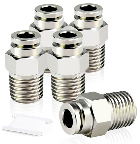 ERGAOBOY 5 pezzi 6 mm diametro esterno tubo x 1/4 filettatura BSP maschio dritto per collegare raccordi, connettore pneumatico placcatura in rame nichel