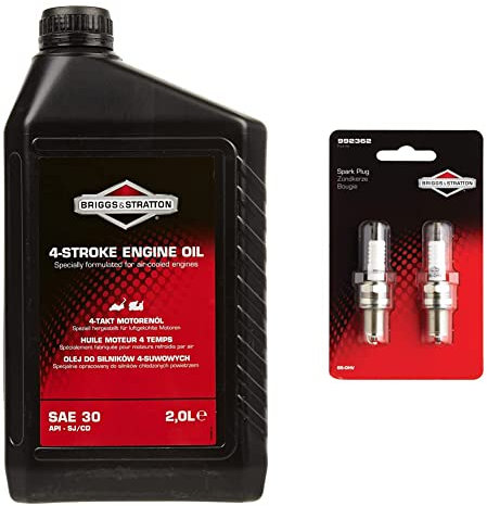 Briggs & Stratton 100008E SAE30 Öl, 2.0 Liter & 2x RC12YC Briggs & Stratton BS-OHV Zündkerzen