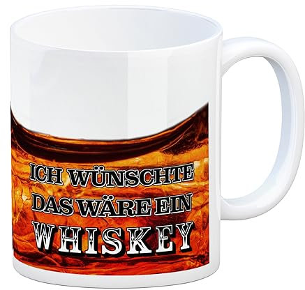 speecheese Ich wünschte das wäre ein Whiskey Kaffeebecher mit Whiskeymotiv als lustige Geschenkidee für Männer am Vatertag die gerne einen torfigen Whisky trinken