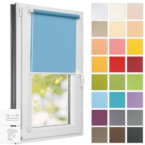 Estika Tende a rullo traslucida per interni - Blu Reale - 35l x 150A cm - Tende a rullo senza forare per finestre e porte, Tenda a rullo