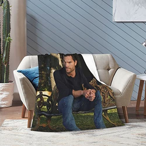Jared Schauspieler Padalecki Überwurfdecke, ultraweiches Flanell-Fleece, leichte Überwurfdecke, warme Klimaanlage, Decke für Couch, Sofa, Bett, 203 x 152 cm