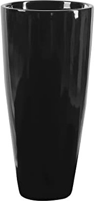 BARTPOL D282D Blumentopf rund 38x38x76cm Pflanzkübel hoch aus Fieberglas I Blumentopf aussen/innen I Übertöpfe für zimmerpflanzen I Fieberglas kübel- schwarz glänzend