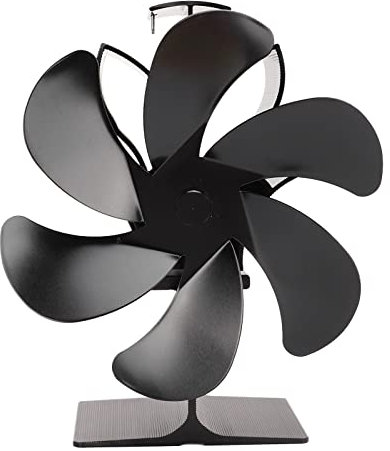 Herd Eco Ventilator,Log Bruner Fan,6 Blatt Herd Fan Schwarz Hochtemperaturbeständig Selbststartend Energiesparend Wärmebetrieben