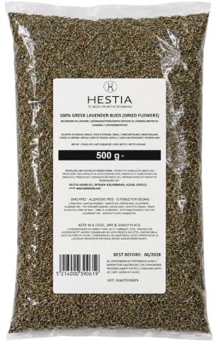 Hestia Herbs Capullos de Lavanda Secos, 500g | Flores Naturales y Aromáticas para Aromaterapia, Manualidades y Té