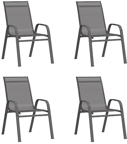 Bussandri Exclusive - Stapelbare Gartenstühle 4 STK. Grau Textilene