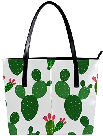 Handtasche, Kaktus-Design, personalisierbar, Kunstleder, Grün, Mehrfarbig