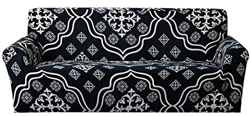 Sofa Überzug Barock Schwarz Sofabezug Stretch Elasthan Couch überzug Abnehmbare Waschbar Sofa Cover Sofaschoner rutschfest Moderne Couchbezug Universal Sofahusse 2 Sitzer
