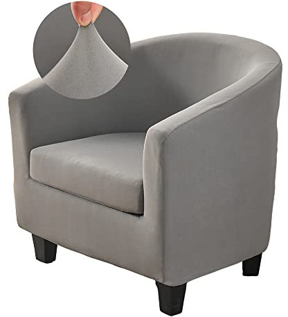 Highdi Sesselschoner Sesselbezug 2-Teilig Weiches Stretch-Spandex Einfarbig Sesselüberwurf Sesselhusse, Tub Chair Covers Cocktailsessel Clubsessel Loungesessel (Hellgrau)