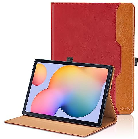 Funda para Samsung Galaxy Tab S6 Lite de 10.4 Pulgadas 2024/2022/2020 (P620 / P625 P610 / P615) PU Leather Ángulos Ajustables Tablet Case con Supporto Funzione y Bolsillo, Auto Reposo/Activación -Rojo
