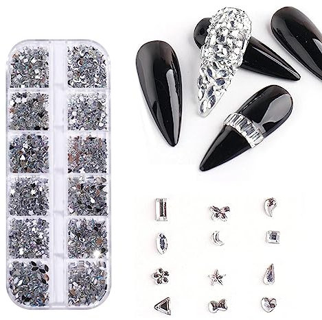 1440 Pcs Kit de Diamantes de Imitación para Decoración de Uñas, Gemas de espalda plana Pedrería para uñas