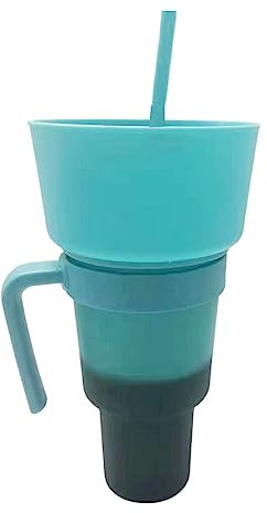 KSIEE Lot de 5 gobelets à goûter 2 en 1 réutilisables en plastique avec pailles, bol supérieur pour frites et coca-cola, parfaits pour une utilisation à une main (C)