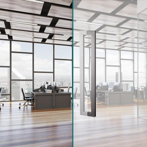 Push-Pull-Türgriffe, Glastürgriff for den Büroeingang, doppelseitiger Türknauf im modernen Stil, Scheunengriffe, breite Verwendung/einfache Installation ( Color : Brushed Black , Size : 60cm(23 5/8)