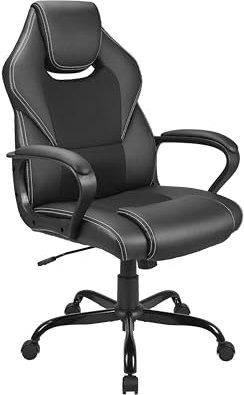 Zedelmaier Gaming Stuhl Gaming Sessel Ergonomischer Bürostuhl Gamerstuhl mit Wippfunktion gepolsterter Rückenlehne höhenverstellbar Schreibtischstuhl (Schwarz)
