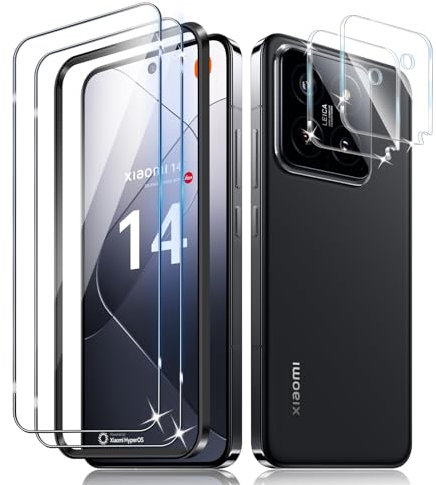 LiiLaa Schutzfolie für Xiaomi Mi 14 5G für Panzerglas, 2 Stück Gehärtete Glas Schutz Folie mit 2 Stück Kameraschutz, 9H displayschutz Ultra-klar Schutzglas