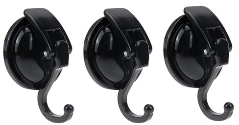 Gebiuhoo Saugnapf Haken 3 Stück Extra Stark Schwarz Suction Cup Haken Ohne Bohren Sicherer Anhang Hält 5KG Organisieren und Aufhängen von Gegenständen in Badezimmern und Küchen