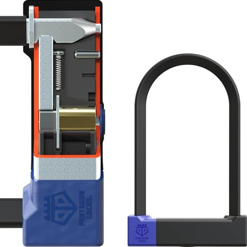 PENTAGON Bike U Lock - Patented Heavy Duty Anti Theft Bicycle ULock - Ultra Lightweight Sold Secure Gold Bike Security D Lock with Keys for Bikes Electric Bikes and Scooters (4.72/8.66 in)