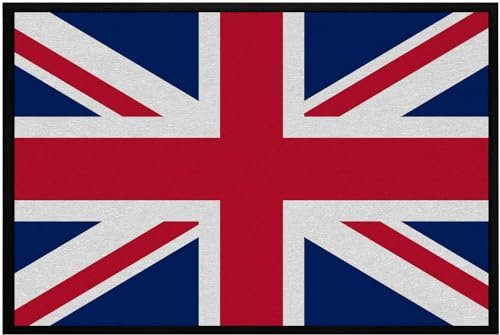 OM3® Union Jack - Zerbino con bandiera britannica dell'Inghilterra, antiscivolo e lavabile, 60 x 40 cm