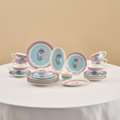 Set de Petit-Déjeuner Karaca Forever Bone Spello 26 Pièces Bleu