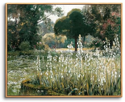hyidecorart Vintage Leinwand Bilder mit Rahmen Holz, 60x90 cm Wandbilder Wohnzimmer Natur Sommer Landschafts Kunstdruck, Wanddeko Schlafzimmer Gemälde Badezimmer Büro Zimmer Esszimmer