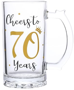 70th Birthday Gift，Men and Women Cheering 70th Birthday Beer Mugs，Cheers to the 70th Anniversary Beer Glass，70th Birthday Party Wedding Anniversary Decorative Gift, 18 Ounce (Cheers to 70 Years)