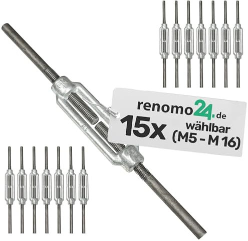 Renomo24-15x Spannschloss M6 mit zwei Anschweißenden aus Stahl galvanisch verzinkt nach PN-EN 1993-1-11