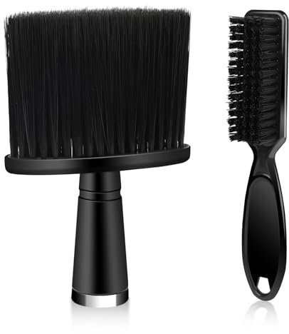 2 Stücke Schwarz Barber Nackenpinsel mit Griff, Weicher Friseur Bürste Fachmann Barber Bürste Barbierbürst Unisex Die Reinigung Gebrochener Haarpinsel für Salon Stylist,Friseurladen,Haarschnitt Hause