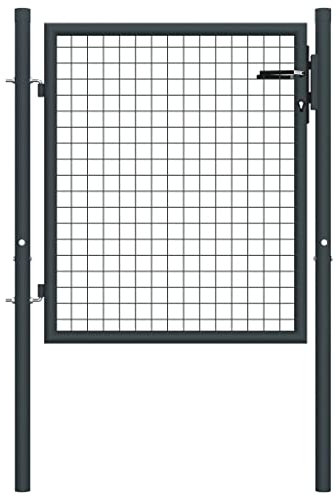 ZEYUAN Mesh-Gartentor, Gartentür, Zauntor, Garten Tor, Gartenpforte, Gartentüre, Garden Gate, Verzinkter Stahl 100 x 125 cm Grau