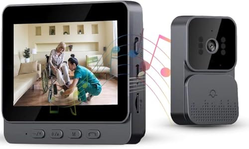 Zeerkeer Campanilla IP65 WiFi con Cámara 1080P,Pantalla IPS 4.3 + Audio Bluetooth,Intercomunicador Anti-Robo,Fácil Uso Ancianos/Niños | Seguridad Exterior Casa/Villa