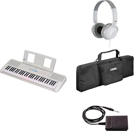 Yamaha Tragbares EZ-310 Keyboard für Anfänger im Paket mit HPH-100-Kopfhörern, Keyboardtasche SC-KB630 und Sustain-Pedal