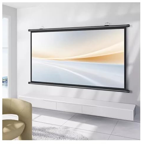 Wall Mounted 60/72 Inch Projection Screen, Indoor Outdoor Use Projector Screen Pull Down, 16:9 HD Premium Wrinkle-Free Screen for Projector(Gray fiberglass,16:9-72inch)